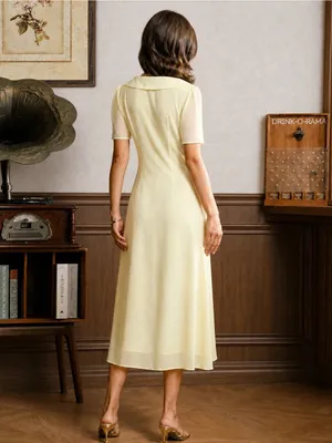 RIHOAS Pale Yellow Tie-Front Maxi Dress thumbnail 3