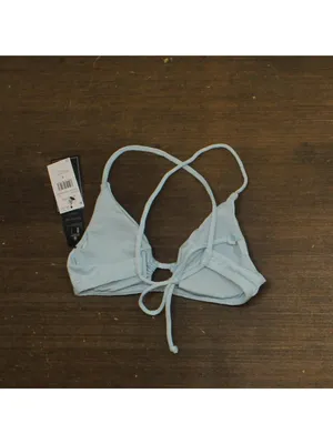 NWT Volcom Juniors Pucker Up Cross-Back Halter Bikini Top O1012510 Cloud Blue S thumbnail 5