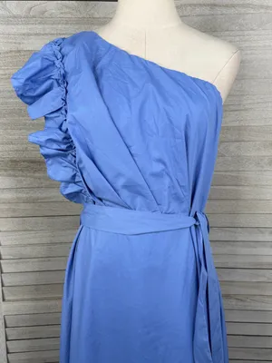ZESICA One Shoulder Sleeveless Ruffle Maxi Dress Dusty Blue-Large thumbnail 2