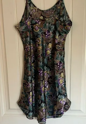 Floral Satin Chemise Purple Size M thumbnail 3