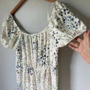 Monteau Los Angeles Floral Print Midi Dress Cream Cap Sleeves Women's Size Large thumbnail 6