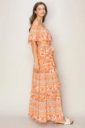 HYFVE Floral Off-Shoulder Tie Front Maxi Dress- small to medium- NWT thumbnail 3