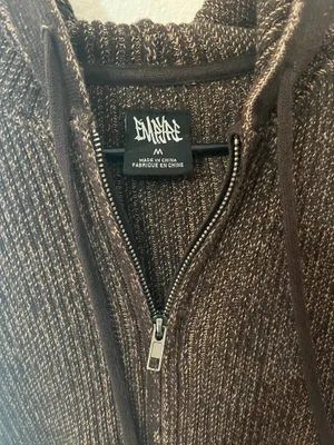 Zumiez Empyre Brown cropped knit zip up thumbnail 3