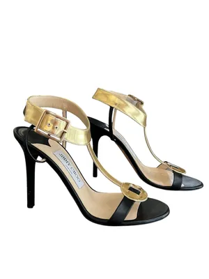 Jimmy Choo Women’s Y2K Vintage Leather Colorblock Pattern T Strap Open Toe Heels thumbnail 2
