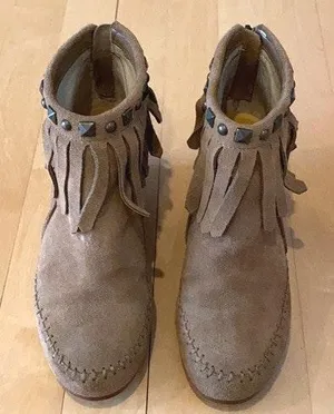 Crown Vintage Mocha Fringe Booties thumbnail 1