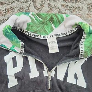 PINK Victoria’s Secret Quarter-Zip Sweatshirt Black White Medium thumbnail 2