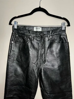Agolde 90’s Pinch Waist Recylced Leather Blend High Rise Lined Black Detox Pants thumbnail 6