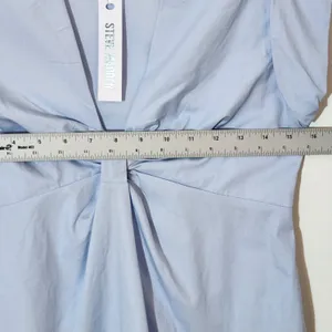 Steve Madden Blue 100% Cotton A Line Mini Dress with Cap Sleeves Size Small NWT thumbnail 6