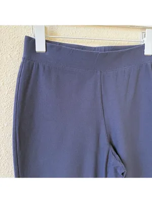 Eileen Fisher Washable Stretch Crepe Slim Cropped Pant Navy Blue Size XS Coastal thumbnail 3