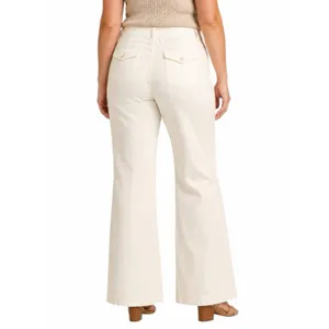 Old Navy Flare Pants 24 Plus Stretch Cotton Mid Rise Wide Leg Cream Casual thumbnail 10