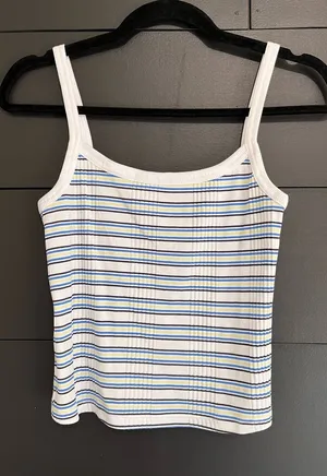 VS PINK NWT Ribbed Stretch Stripe Tank Top Summer Cami Sz M Y2K thumbnail 1
