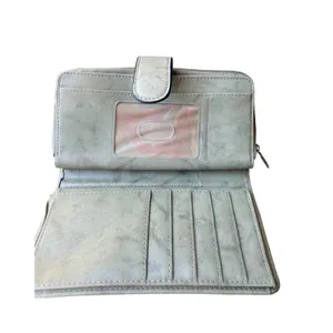Buxton Beige Genuine Leather Organizer Wallet Zip Around Snap Clutch thumbnail 8