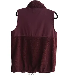 FLX Sherpa Fleece‎ Vest Burgundy Snap Front Pockets Drawstring Waist Womens Med thumbnail 5