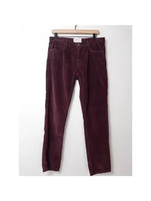 Current/Elliott Velvet Straight Leg Pant 10 Wine Mid Rise Pockets Corduroy thumbnail 4