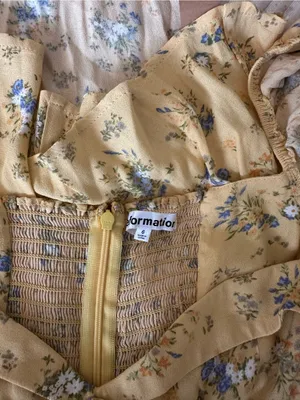 Reformation Yellow Floral Puff-Sleeve Mini Dress thumbnail 13