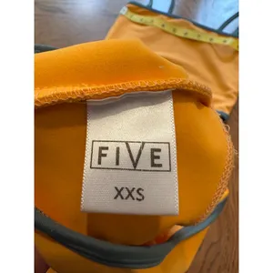 Five Dancewear Orange Blue Trim Crop Top Biker Shorts Set XXS Yoga Athletic thumbnail 6