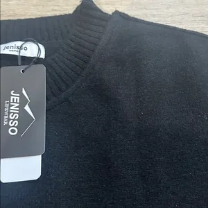 Black Cropped Sweater - knit crew neck short sleeve pull over sweater oversized thumbnail 2