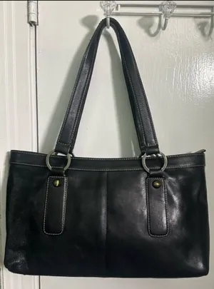 Flaw Vintage NORDSTROM Black Leather EAST WEST Bag Purse Handbag Satchel thumbnail 1