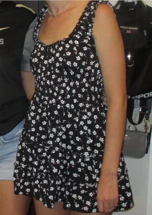 Urban Outfitters Black and White Floral Midi Dress thumbnail 1