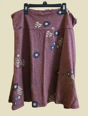 Toad & Co Burgundy Floral Organic Cotton Blend A Line Skirt thumbnail 1