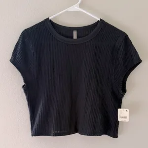 NWT Free People Movement Second Base Tee Black Ribbed Women's Baby Tee Size XS thumbnail 1