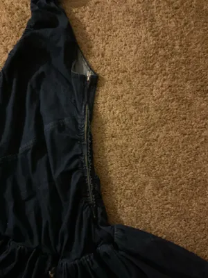 Zipper up cutsy Jean Dress Black thumbnail 2