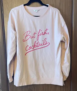 Wildfox Pink Sweatshirt - 'But First, Cocktails' thumbnail 1