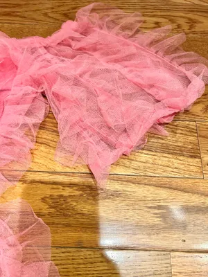 Michella vintage 1990s Barbiecore off the shoulder tulle pink/black bow dress M thumbnail 20