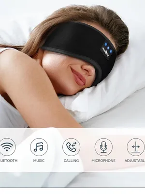 Black Sleep Mask with Built-In Headphones thumbnail 8