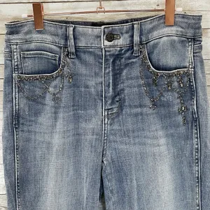 White House Black Market Womens 6 Jeans Embellished Silver Bead‎ Skinny Everyday thumbnail 9