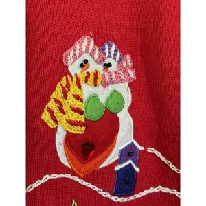 Lisa International Women's Ugly Christmas‎ Sweater Embellished Embroidered Sz S thumbnail 4