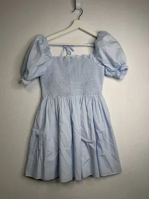 Aritzia’s Sunday Best Tessa Poplin Puff Sleeve Smocked Square Neck Mini Dress thumbnail 4