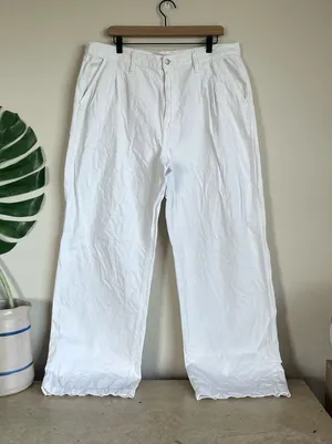 Madewell White Baggy Straight Wide Leg Jeans thumbnail 1