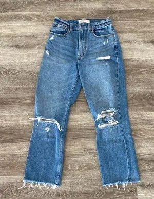 Abercrombie ultra high rise ankle straight leg jeans 25 0 short curve love thumbnail 1