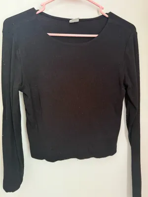 No Boundaries Black long sleeve crop top thumbnail 1