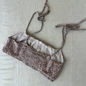 Altar'd State Floral Smocked Crop Top Red Blue Ditsy Print Tie Strap‎ XS thumbnail 6