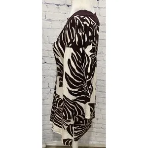CZ Cover Ups Women's 3/4 Sleeve Leaf Print Tunic Brown & Cream swim cover Small thumbnail 3