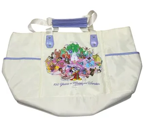 Disney 100 yrs of Music & Wonder tote bag. cream, shimmer purple. Never used thumbnail 1
