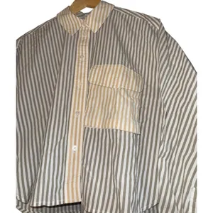 Madewell Flap Pocket Crop‎ Button Up Shirt Poplin Lagoon Women's Small Striped thumbnail 3