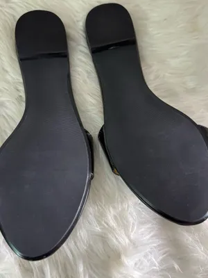 Talbots Ladybug Leather Slide Sandals Black Patent Size 8 Like New thumbnail 2