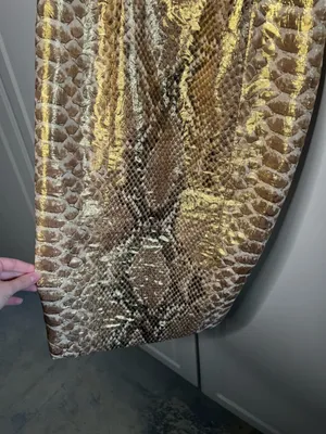Vintage Y2K Tracy Reese Silk Gold Metallic Snakeskin Mini Party Dress thumbnail 7