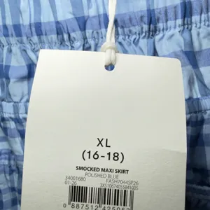 Free Assembly XL 16-18 Blue Plaid Smocked Waistband Embroidered Hem Cottagecore thumbnail 9