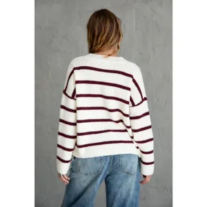 Tic Toc Burgundy Stripe Sweater thumbnail 5