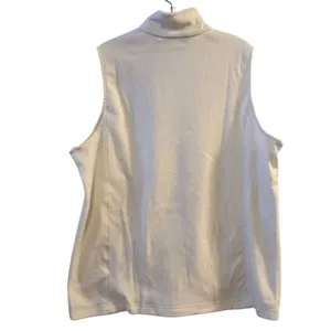 Lands'‎ End Women's Ivory Fleece Zip-Up Vest Size Large Casual thumbnail 3