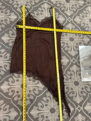 WOMAN STRAPPY SHORT SATIN ZW ASYMMETRIC LACE DRESS Size XL thumbnail 13