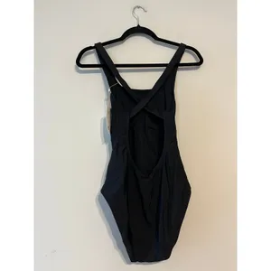 Quince Italian cross back one piece swimsuit in true black Size S thumbnail 5
