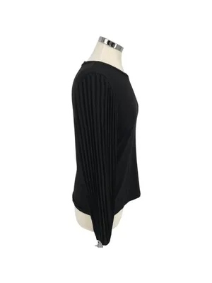 T Tahari Pleated Puff Sleeve Blouse Black Size Small Elegant Minimalism thumbnail 8