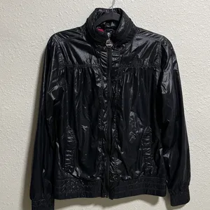 The North Face Hide away hoodie Woman's Black Shiny Windbreaker Full‎ Zip Small thumbnail 6