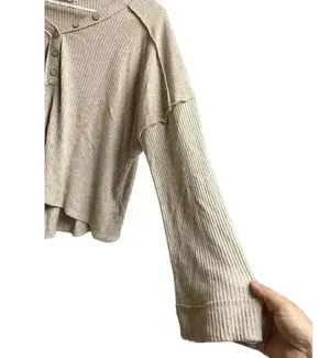 Pink Lily Beige Oversized Pullover Top Medium thumbnail 4