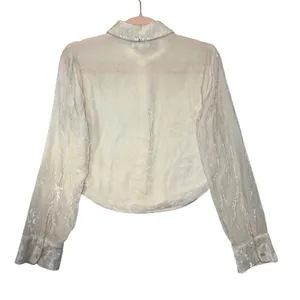 Reformation Willa‎ Velvet Button Down Top Cream Ivory Long Sleeve Small thumbnail 5